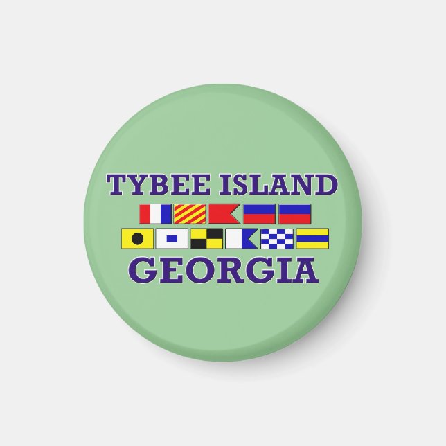Tybee Island Nautical Flagga - Round Magnet (Framsidan)