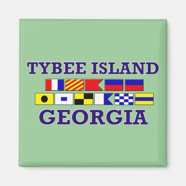 Tybee Island Nautical Flagga - Square Magnet (Framsidan)