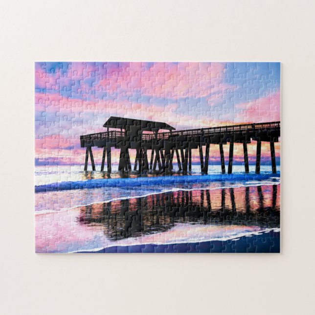 Tybee Island Pier - Georgia Kusten Puzzle Pussel (Horisontell)