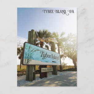 Tybee Island Sign Georgia Travel Vykort