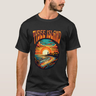 Tybee Island Sunset Iconic Lighthouse och Coastal T Shirt