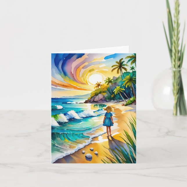 Tybee Island Watercolor Stationery Kort (Framsida)