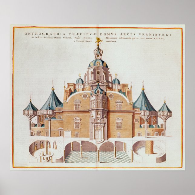 Tycho Brahe observatorium Uraniborg Poster (Framsidan)