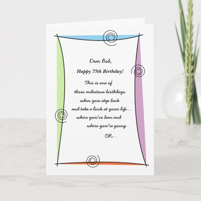Tyck om ögonblicks75:efödelsedagen kort (Framsida)
