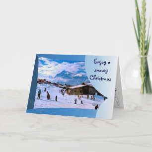 Tyck om snöig jul i den franska alpernan 1 helgkort