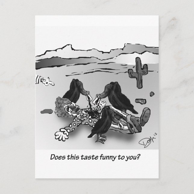Tycker du att det här smakar roligt? vykort (Framsida)