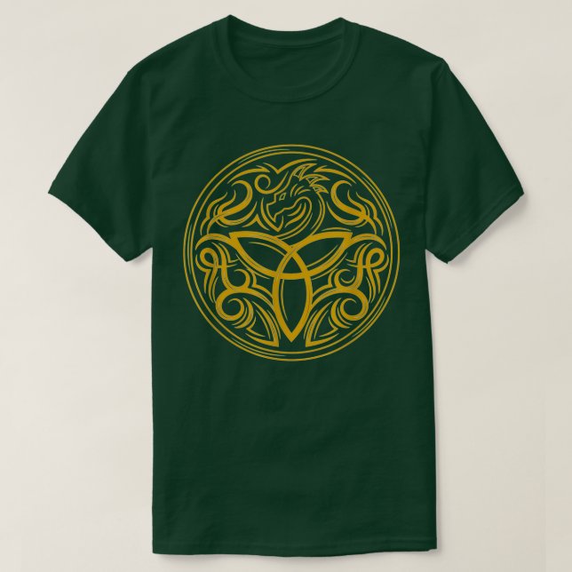 Tydlig drake viking druid runda och symboler t shirt (Design framsida)