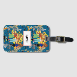 Tydliga underordnade tecken på mörk blått bagagebricka