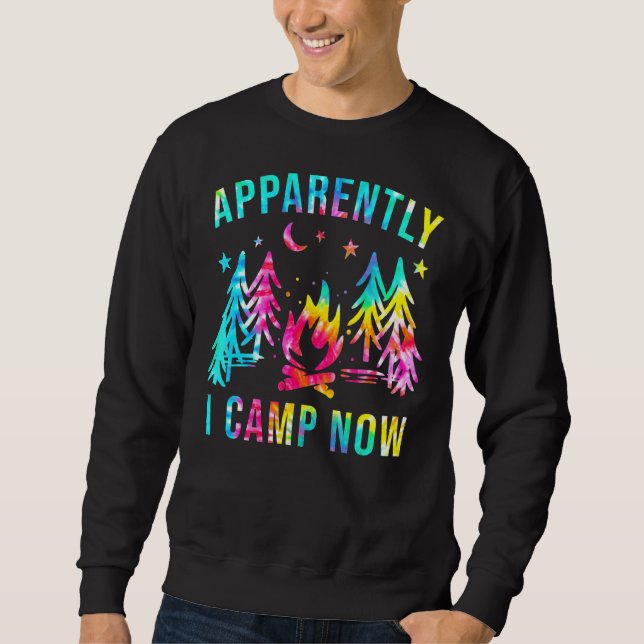 Tydligen har jag Camp Now Campfire Camping Summer  Lång Ärmad Tröja (Framsida)