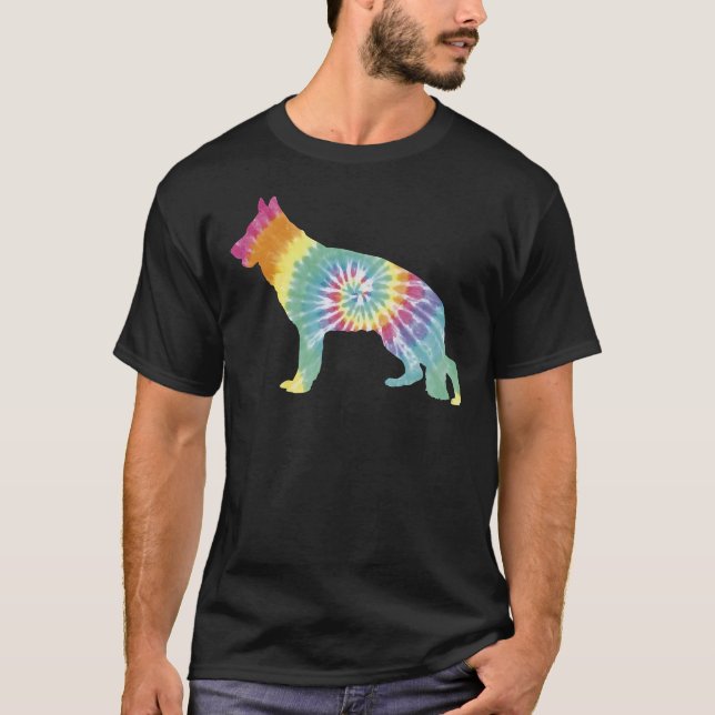 Tye Die German Shepherd T Shirt (Framsida)
