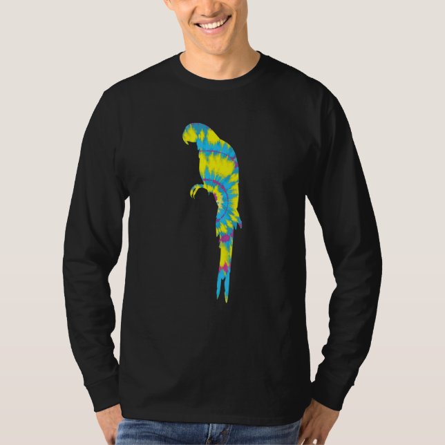Tye Die Scarlet Macaw Colourful Parrot Bird Tropic T Shirt (Framsida)