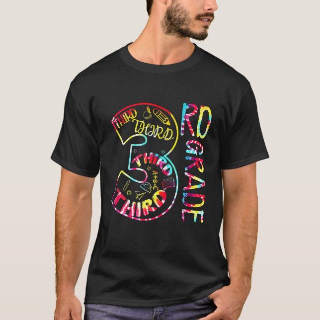 Tye-Dye 3Rd Klass Funny Back to school T Shirt (Framsida)