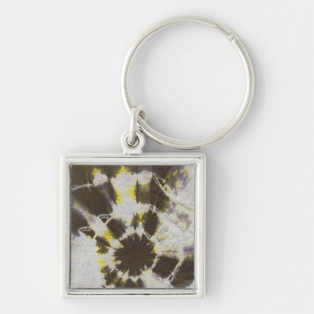 Tye Dye Composition 2 av Michael Moffa Fyrkantig Silverfärgad Nyckelring (Framsidan)