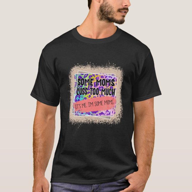 Tye Dye Leopard Mamma Bleached Lycklig Mors dag T Shirt (Framsida)