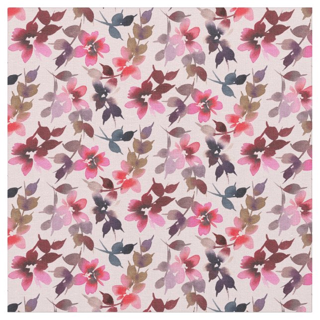 Tyg - Blommönster på rosa bakgrund (Närbild)