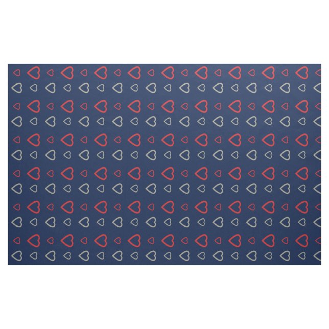 Tyg för blått för gulligt rött hjärtamönster för (Fat Quarter)