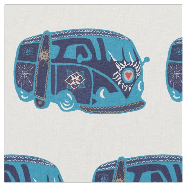 Tyg för Hippie Skåpbil Anpassningsbar Kamma bomull (Närbild)