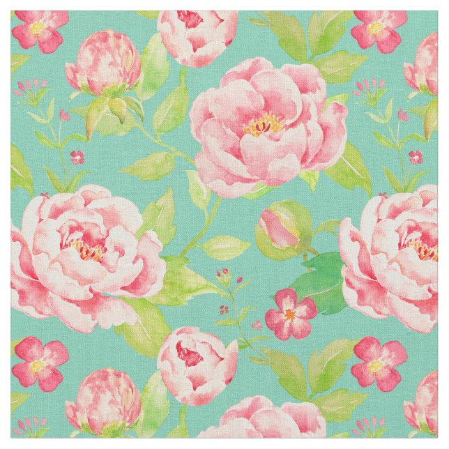 Tyg för pion för vattenfärgvintage rosa (Närbild)