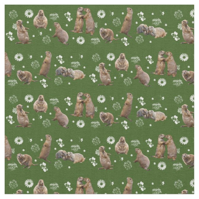 Tyg för präriehundparty (mörk - grönt) (Närbild)