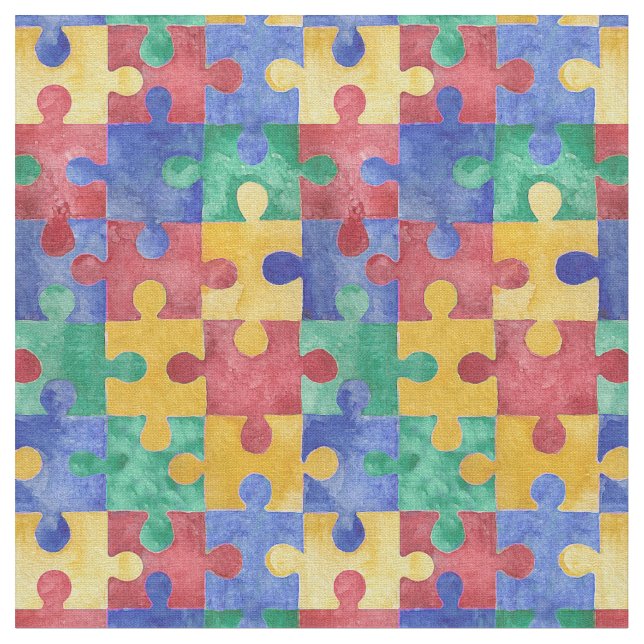 Tyg för pussel för Autismmedvetenhetvattenfärg (Närbild)