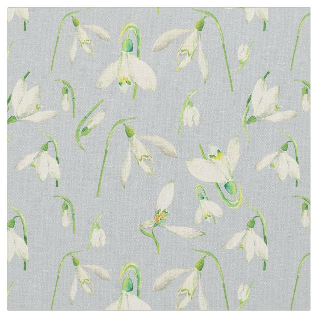 Tyg för vattenfärgSnowdrops mönster (Närbild)