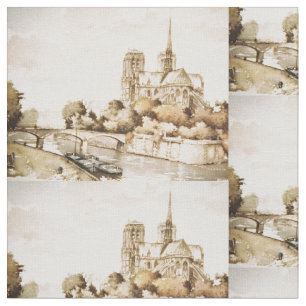 Tyg med "Notre Dame domkyrka" bilder