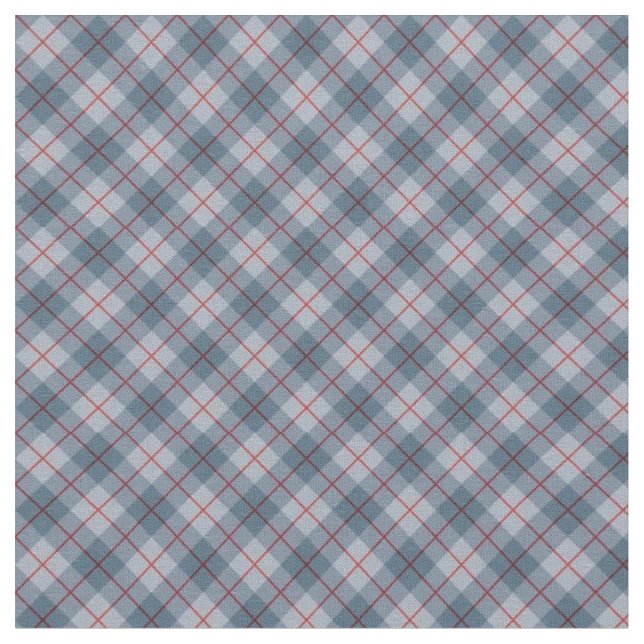Tyg - Tartan Blå, Grå och Röd (Närbild)