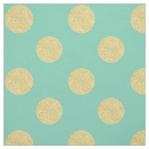 Tyg: Turkos- & fauxguldpolka dots Tyg