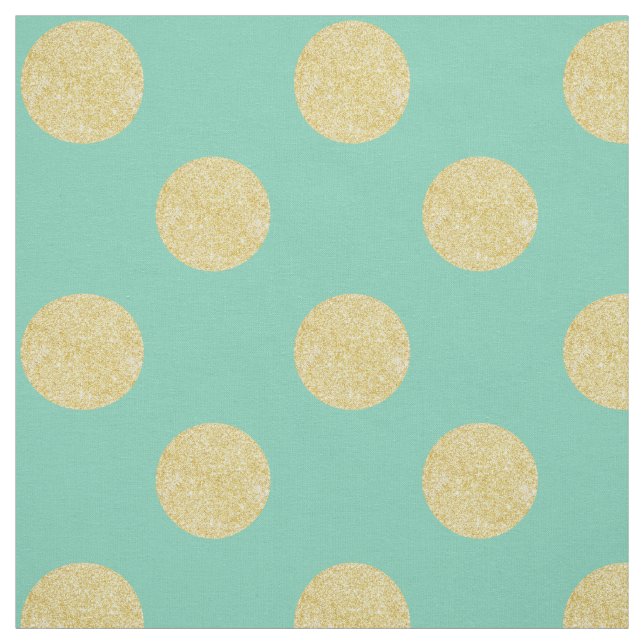 Tyg: Turkos- & fauxguldpolka dots Tyg (Provkarta)