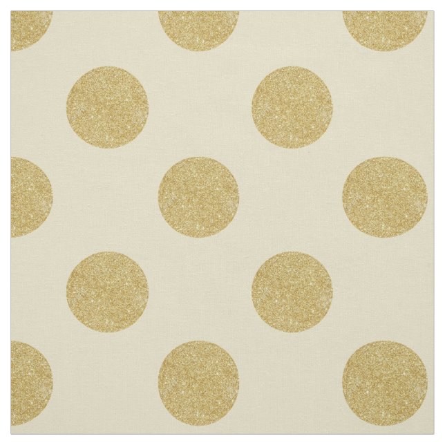 Tyg: Vit- & fauxguldpolka dots Tyg (Provkarta)