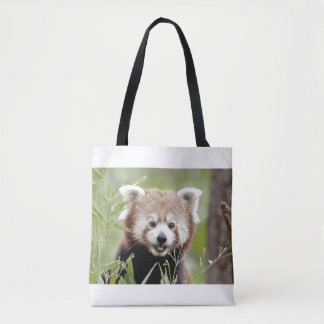 Tygkasse. Fotoröd panda.Teckenblock Tygkasse
