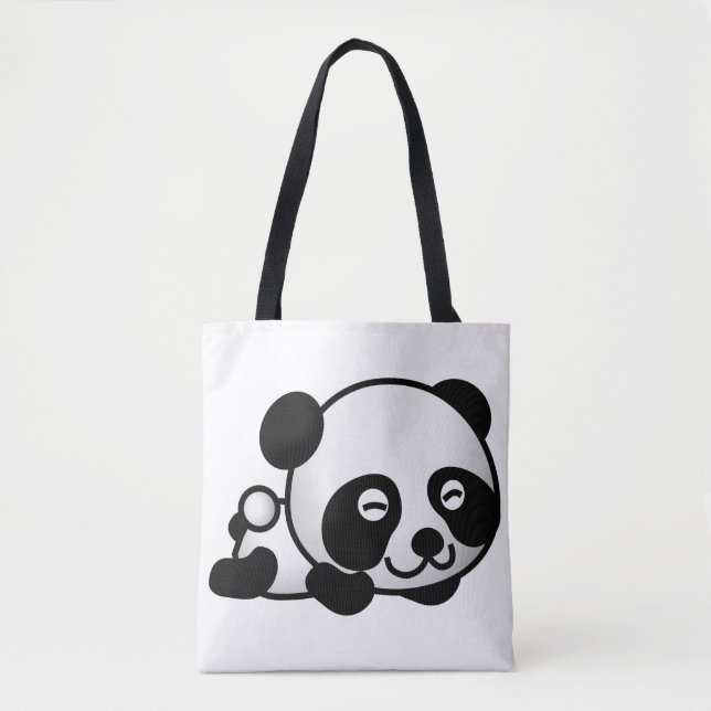 Tygkasse med heltryck. Panda. (Framsida)