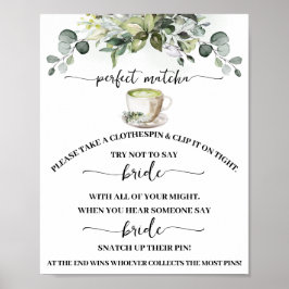 Tygklämma Eukalyptus Matcha Bröllopsduschspel Poster