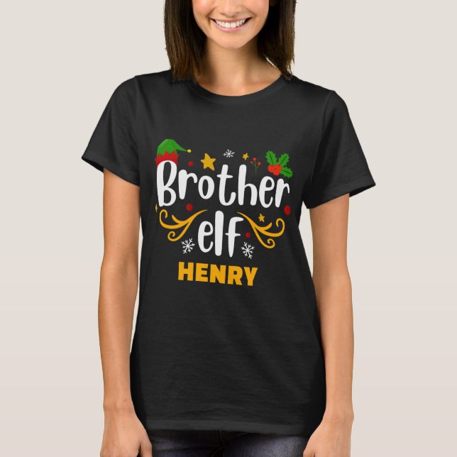 Tygraphy Brother Elf Fun Family Matching T Shirt  (Framsida)