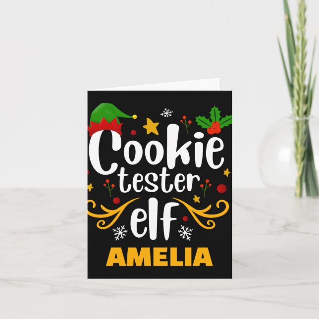 Tygraphy Cookie Tester Elf Family Matching T Shirt Kort (Framsida)