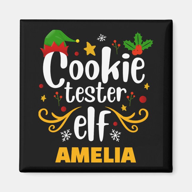 Tygraphy Cookie Tester Elf Family Matching T Shirt Magnet (Framsidan)