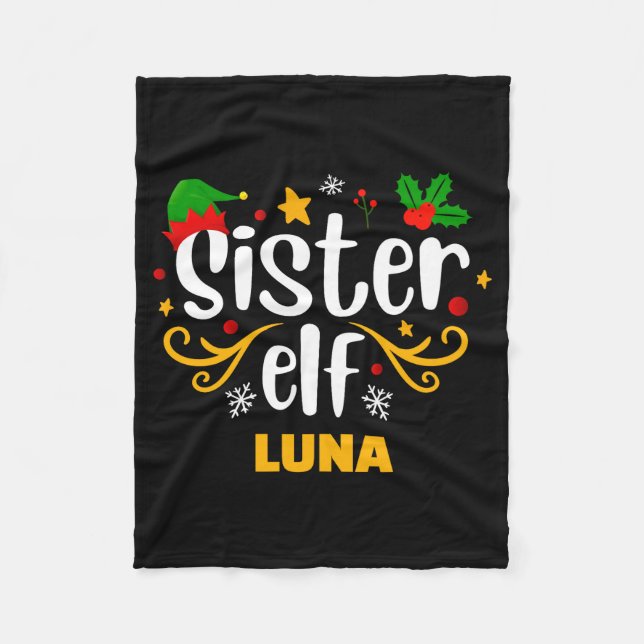 Tygraphy Sister Elf Fun Family Matching  Fleecefilt (Framsidan)