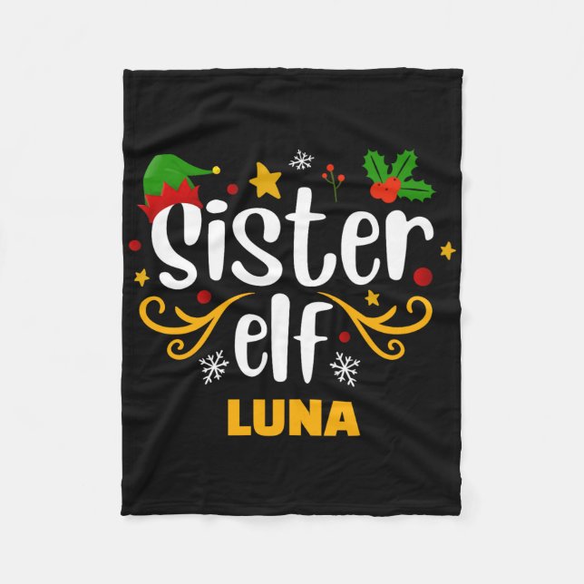 Tygraphy Sister Elf Fun Family Matching T Shirt  Fleecefilt (Framsidan)