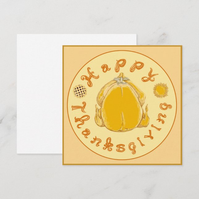 Tygtips Happy Thanksgiving Kalkon 2 paj Card Julkort (Fram/baksida)