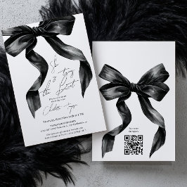 Tying Knot Black Coquette Bow Möhippa QR Inbjudningar