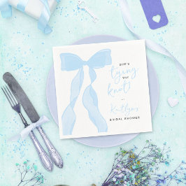 Tying The Knot Elegant Blue Bow Bridal Shower Pappersservett