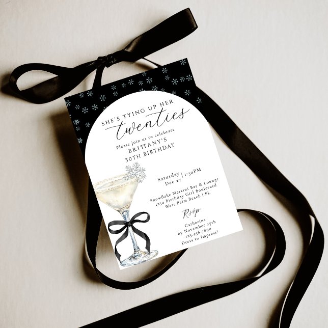 Tying Up Her Twenties Winter Themed 30th Birthday Inbjudningar (Skapare uppladdad)