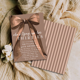 Tying Up My 30s Brown Coquette Bow 40th Birthday Inbjudningar