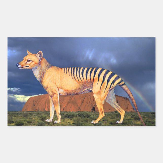 Tylacin (Tasmanian Tiger) Rektangulärt Klistermärke (Framsida)