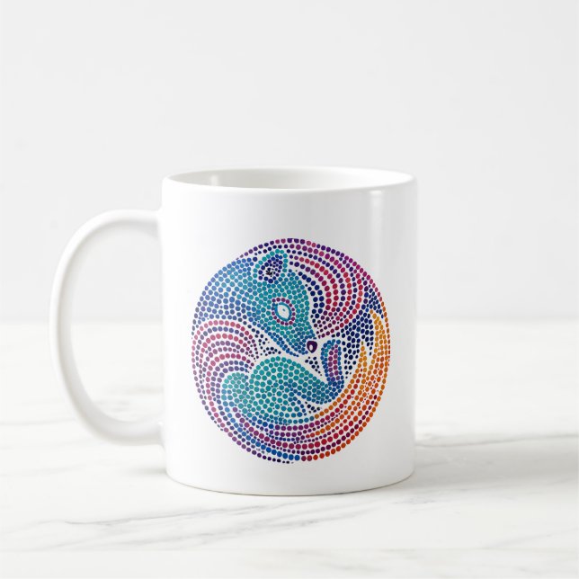 Tylacindrömmen - Vibrant Dot Art i Modern Färg Kaffemugg (Vänster)