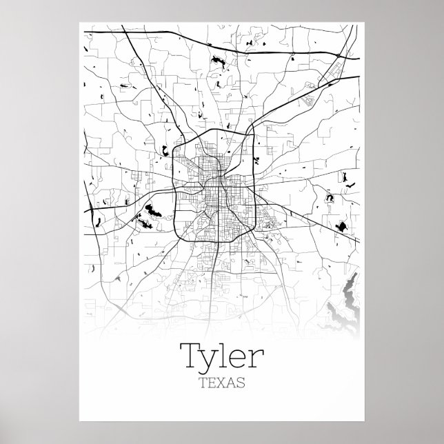 Tyler Karta - Texas - City Karta Poster (Framsidan)