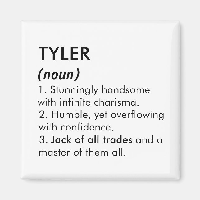 Tyler namn, Redigerbart namn, Anpassat namn Magnet (Framsidan)