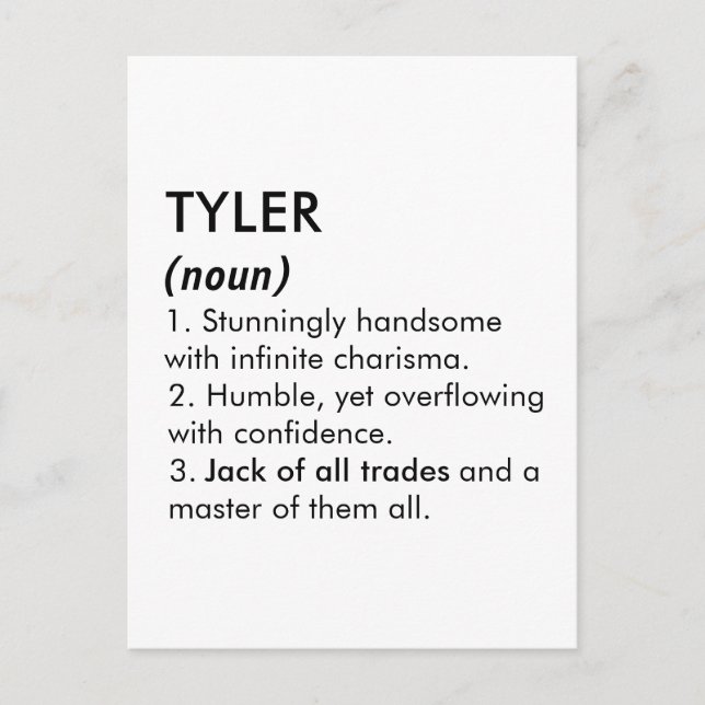 Tyler namn, Redigerbart namn, Anpassat namn Vykort (Framsida)