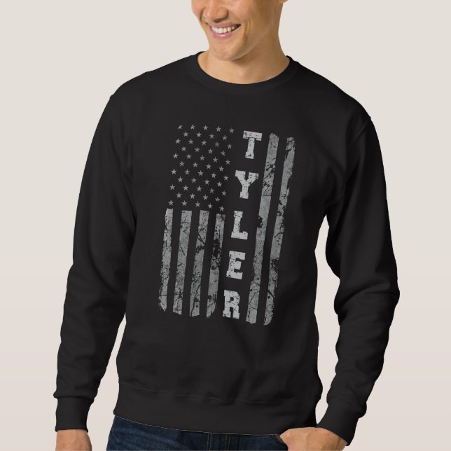 Tyler Texas American Flagga Lång Ärmad Tröja (Framsida)