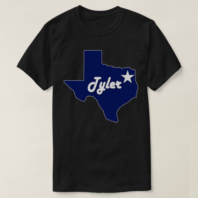 Tyler Texas Lone State Karta Navy Blue T Shirt (Design framsida)